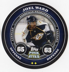 2009-10 Topps Puck Attax Hockey CardPredators Hockey Card #104 Joel Ward