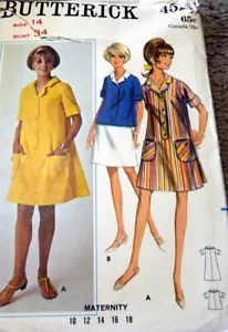 *LOVELY VTG 1960s MATERNITY DRESS TOP & SKIRT Sewing Pattern 14/34 - Picture 1 of 1