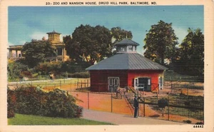 Postcard Baltimore MD Maryland Zoo Druid Hill Park Mansion House - Picture 1 of 2