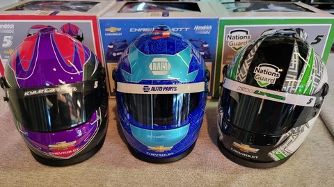 CHASE ELLIOTT and KYLE LARSON - MINI REPLICA HELMETS * NEW * 3 DIFFERENT HELMETS Cover