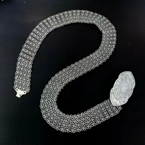 40 " THAI SILVER PLATED BELT VINTAGE STYLE CHAIN LINK COSTUME WOMEN FASHION - Bild 1 von 8