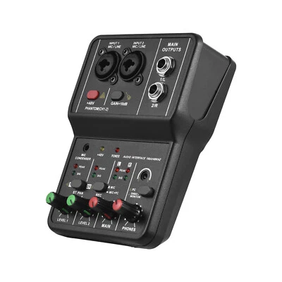 USB Audio Interface +48V Phantom Power 3.5mm Mic Jack Recording Sound Card K6L7 - Image 1 of 4