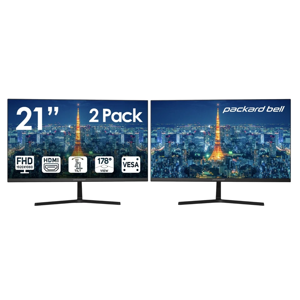 Packard Bell airFrame 21" FHD Monitor, 1920x1080, VESA-2 Pack Bundle - Image 1 of 4