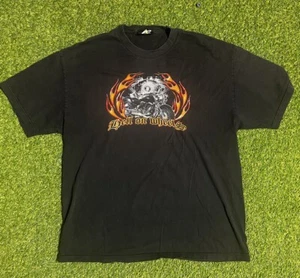 Athletech Hell On Wheels Biker Black T Shirt Men’s Flames Size XL - Picture 1 of 6