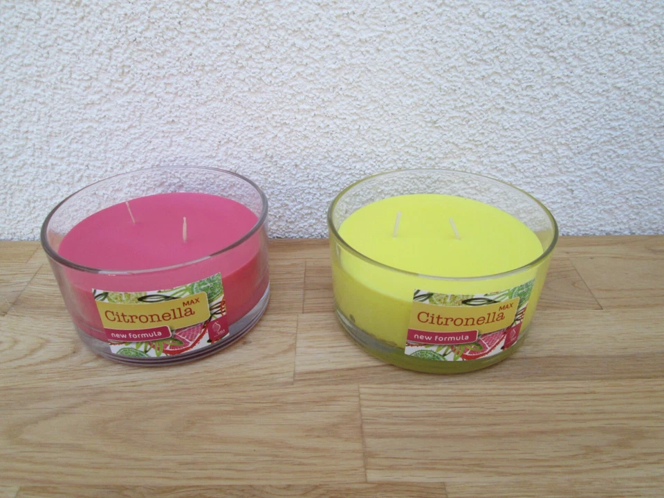 Gala Kerze Citronella 250g gelb in Glas mit 2 Dochten 4 Stk Gelb oder Rot Deko - Bild 1 von 1