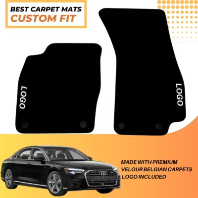 Front Two Car Floor Mats Velour For Audi A8 L 2018-2025 Waterproof Carpet Liners - Image 1 of 3