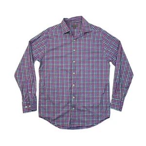 Peter Millar Shirt Mens M Medium Purple Nylon Stretch Plaid Summer Comfort - Picture 1 of 8