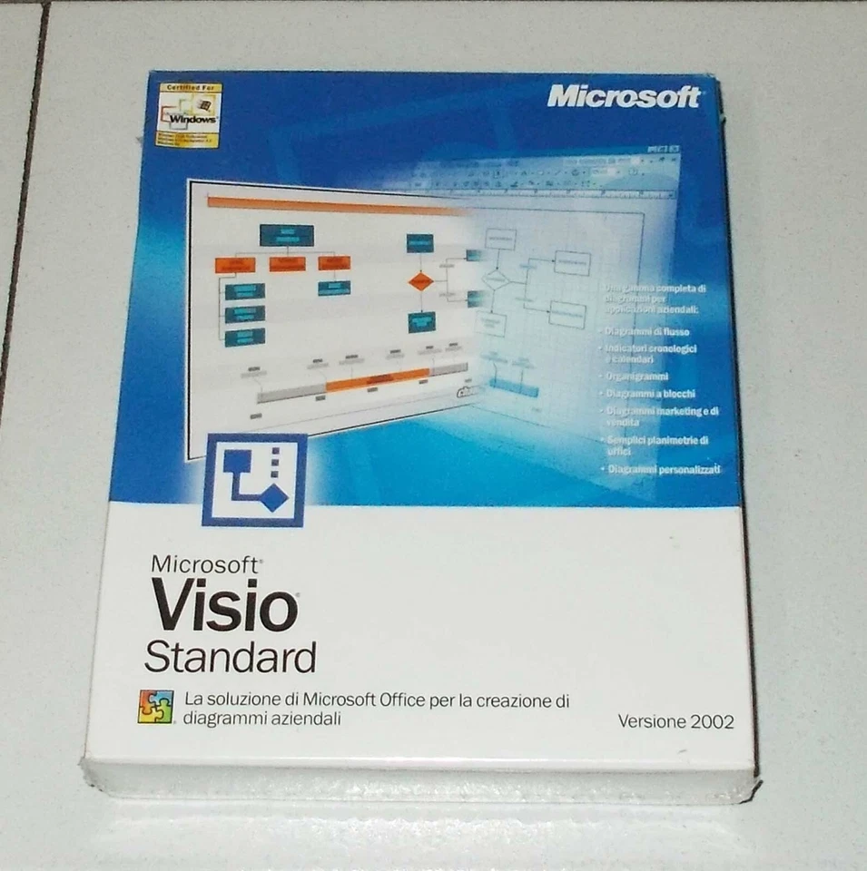 Microsoft VISIO STANDARD Versione 2002 Office NUOVO italiano BOX Pc Windows - Immagine 1 di 1
