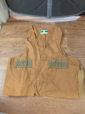 Vtg 70s Game Winner Sportswear Hunting Brown Tan Vest Pockets Button Men's Large - Image 1 of 4