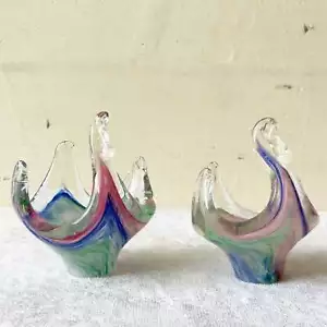 Piatti caramelle decorativi con cigno in vetro postmoderno - una coppia - Foto 1 di 7
