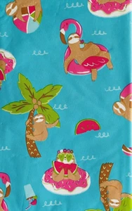 Vinyl Tablecloth Flannel Backed 60" Rd Indoor Outdoor Blue Unicorn Pool Party - Picture 1 of 7