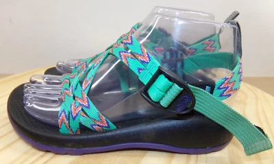 Sandalias Chaco ZX1 EcoTread jóvenes niños talla 4 verde naranja púrpura senderismo al aire libre Foto 1 de 4