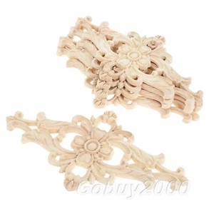 Applique Flower Pattern Wood Carved Onlay Furniture Exquisite Decor Unpainted HQ - Picture 1 of 12