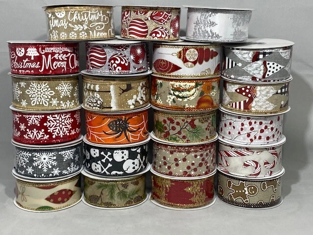 Rollo completo de 2 metros o 10 metros 38 mm 63 mm con cable Halloween Navidad cinta de arpillera Foto 1 de 1