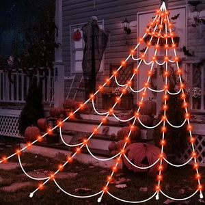 Halloween Spider Web Lights 150 Led Lighted Spider Web Giant 16.4ft Halloween De - Picture 1 of 6