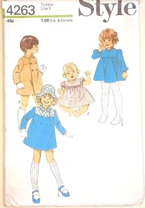 Style 4263 Vintage Sun / Rain Hat, Peter Pan Collar Smock Coat or Dress Age 1 - Picture 1 of 4