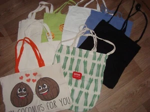 Sammlung von 8 Stoffbeutel Einkaufsbeutel Baumwolltaschen Tragetaschen Jutebeute - Bild 1 von 2