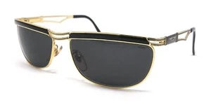 OCCHIALI DA SOLE UOMO DONNA POLICE 2177 A01 BY VOGART NERO E ORO VINTAGE - Picture 1 of 5