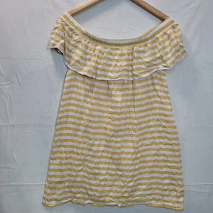 Papaya Knee Length Fit & Flare Dress Women Size 12 Yellow Stripes Short Sleeve - Picture 1 of 9
