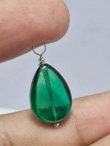 Pendente In Argento 925 Con Perle Verde Da 14,90 Carati 11x16 Mm - Foto 1 di 7