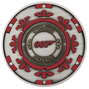 JAMES BOND 007 CASINO ROYALE CASINO CHIP 2023 1oz SILVER $1 ANTIQUED COLOR COIN - Picture 1 of 5