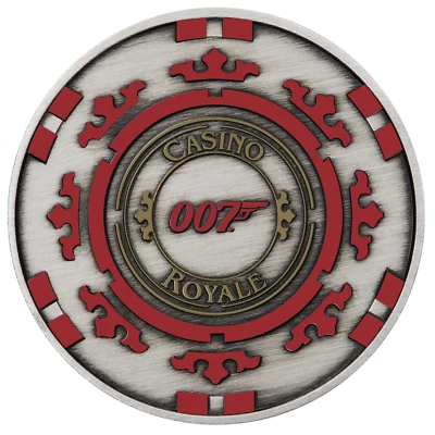 JAMES BOND 007 CASINO ROYALE CASINO CHIP 2023 1oz SILVER $1 ANTIQUED COLOR COIN - Image 1 of 4