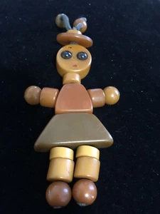 Vintage Strung Bakelite Crib Toy Doll Girl Beaded 6” - Picture 1 of 7