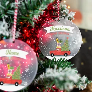 Personalisierte Weihnachtskugel mattiert Hängedeko Baumschmuck - Bild 1 von 7