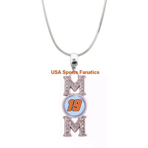 #19 Martin Truex Jr MOM Necklace With Rhinestones On A .925 Snake Chain Cover