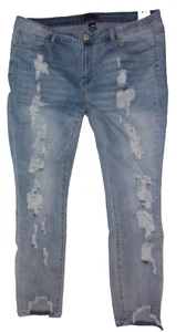 Pantalones de mezclilla azules ajustados destruidos para mujer talla 18 - Imagen 1 de 4