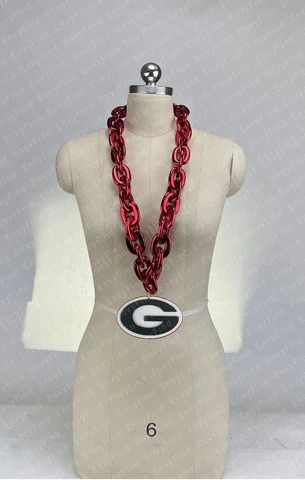 New U of Georgia Bulldogs Dawgs Jumbo Red Big Fan Chain Necklace Foam MI USA Cover