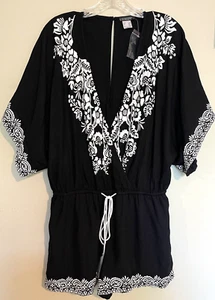 Women's Venus Black White Floral Romper Cover Travel Cruise Beach Size XS/S - Picture 1 of 6