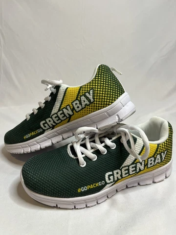 Green Bay #Go Pack Go Shoes green,yellow,white womans SZ-5.5 Cover