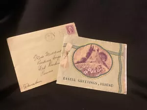 Vintage Art Deco Easter Card for Friend, w/envelope c. 1930s - Picture 1 of 6