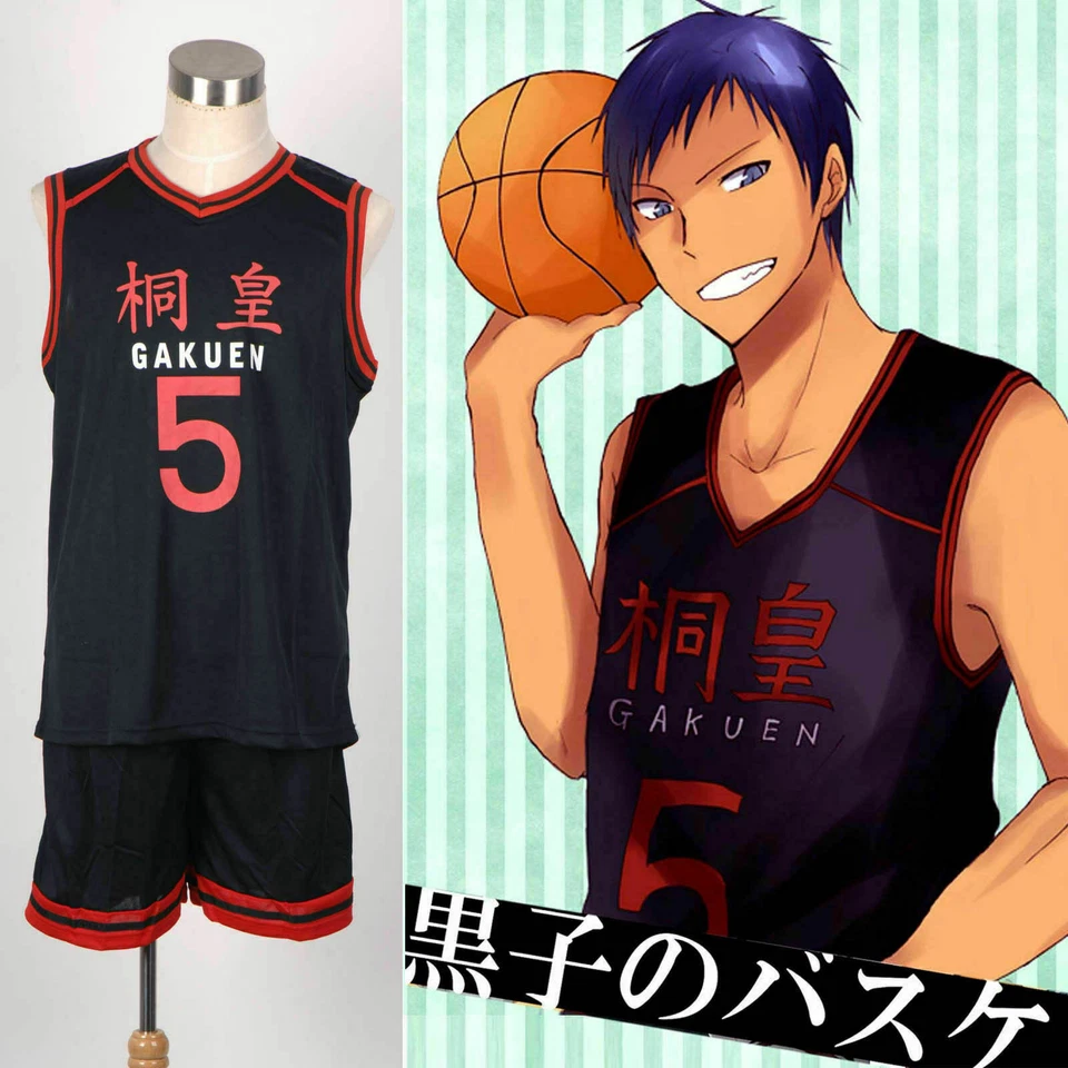 Camiseta deportiva Kuroko's Basket Gakuen Aomine Daiki No.5 Cosplay Uniforme Trajes deportivos Nueva Foto 1 de 4