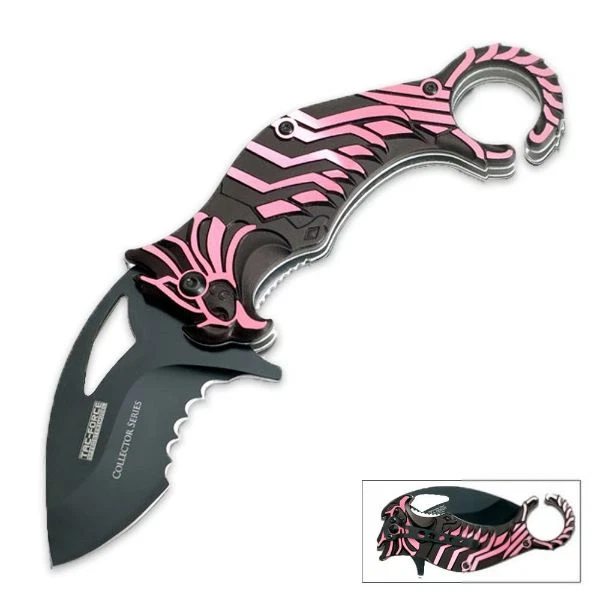 Faca dobrável Tac-Force Fantasy Karambit rosa nova - Imagem 1 de 1