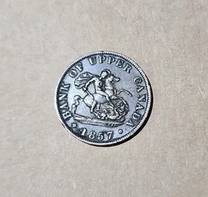 1857 Half Penny Bank Of Upper Canada - Antique Coin One Token Authentic Original - Picture 1 of 3