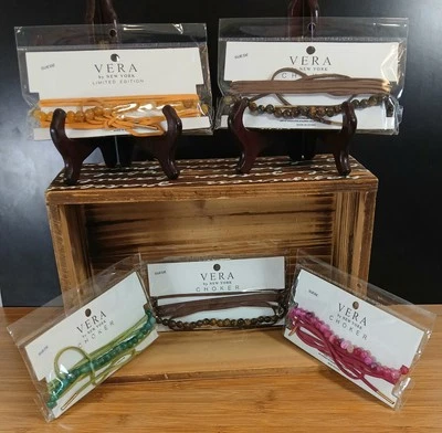 Gargantillas 5 Cuentas BOHO Western Gamuza Vera de New York Marrón (2)-Verde-Amarillo-Rosa Foto 1 de 4