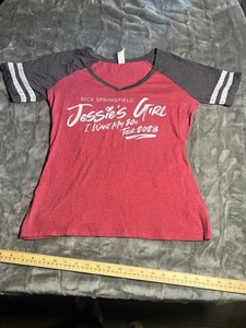 Rick Springfield Jessie’s Girl Tour 2023 Women’s Shirt Small Red Gray Raglan - Picture 1 of 7
