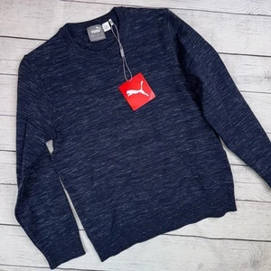 PUMA NWT BOYS Crewneck Sweater in Peacock Heather (Dark Blue) Size Small (8) - Picture 1 of 6