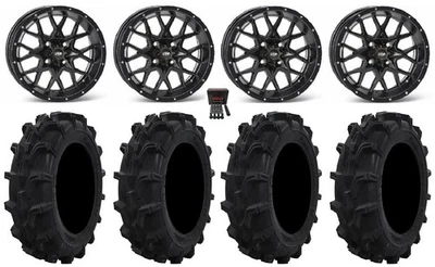 ITP Hurricane 14" Wheels Black 29" Mud XC Tires Honda Pioneer - Imagem 1 de 4