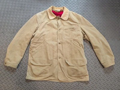 Abrigo LL Bean Chore de Colección Años 70 Chaqueta de Granero Cuello de Cordón Oliva Forro de Lana Rojo L  Foto 1 de 4