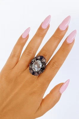 Anillo de cóctel vintage de gran tamaño grande anillo distintivo de varias piedras firmado Sorrelli Foto 1 de 4