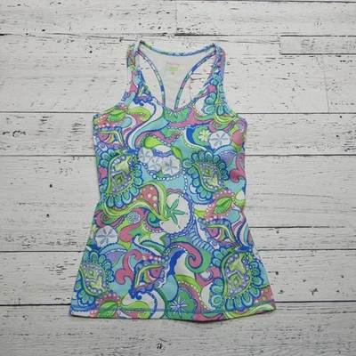 Camiseta sin mangas Lilly Pulitzer para mujer pequeña azul verde rosa espalda deportiva de lujo Foto 1 de 4