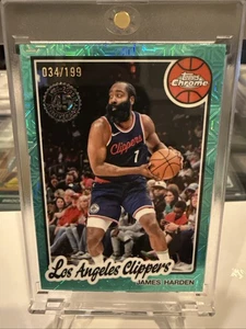 2025-26 Topps Basketball James Harden Chrome Silver Pack Aqua Mojo #/199 - Picture 1 of 4