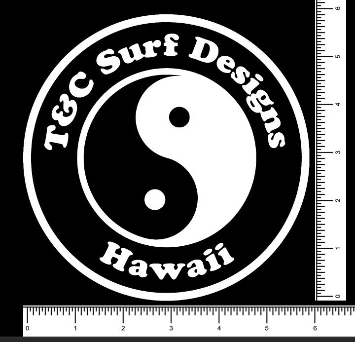 Town and Country Surf Die Cut Sticker Decal 6" x 6" Surf T & C Hawaii Surfboards - Image 1 of 4