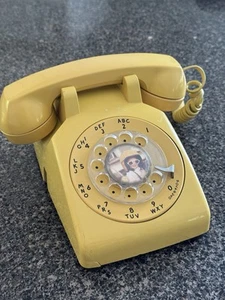 Sistema de campana vintage (Western Electric) bonito amarillo dial giratorio teléfono de escritorio - Imagen 1 de 15