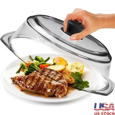 Glass Microwave Splatter Guard Lid Safe Non Toxic Food Cover Vented Easy Grip US - Image 1 of 4