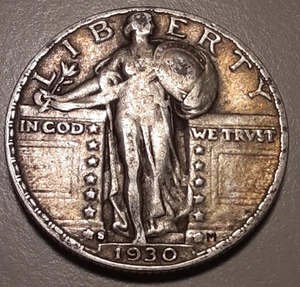 1930-S Standing Liberty Quarter San Francisco Mint 90% Silver 25c #21y-12546 - Picture 1 of 2