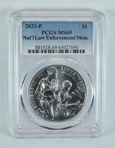 2021-P Law Enforcement Commemorative Dollar MS69 PCGS Blue Label - Picture 1 of 5
